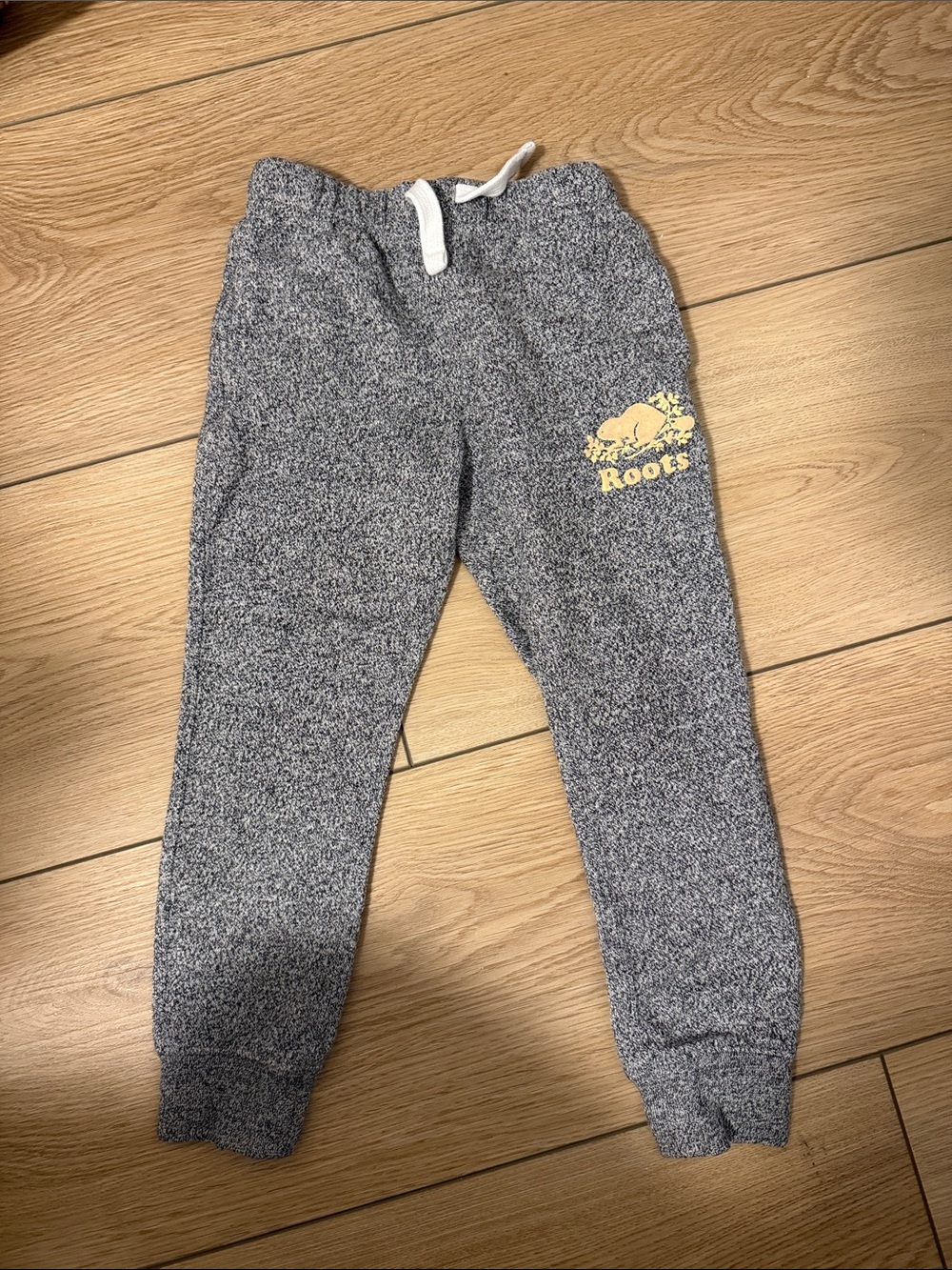Roots Kids Gray Heather Joggers with Yellow Logo